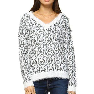 Womens White Mark Leopard Sweater-NWT